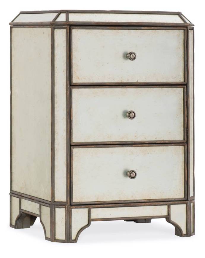 Picture of Mirrored Three-Drawer Nightstand         